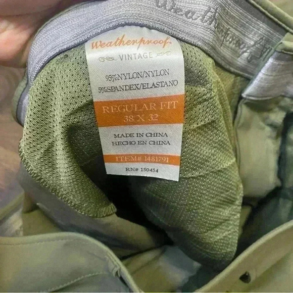 Waterproof vintage casual mens‎ flex pants 38wx32 olive green - Picture 6 of 7